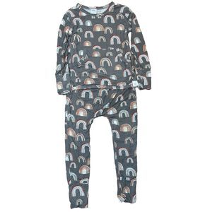 Ready Set Romper 3T 4T After the Storm Rainbow Long Sleeve One Piece Bamboo Gray